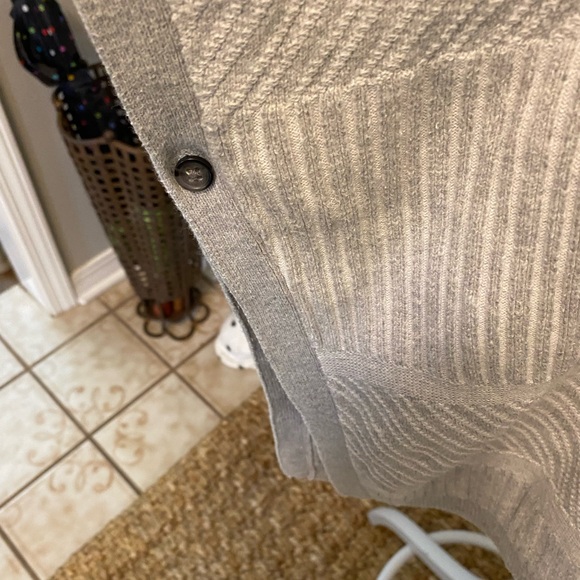 Cute Ribbed Mixed Stripes Open Sides Button Down Cardigan Poncho Sweater SS OS - Picture 8 of 10